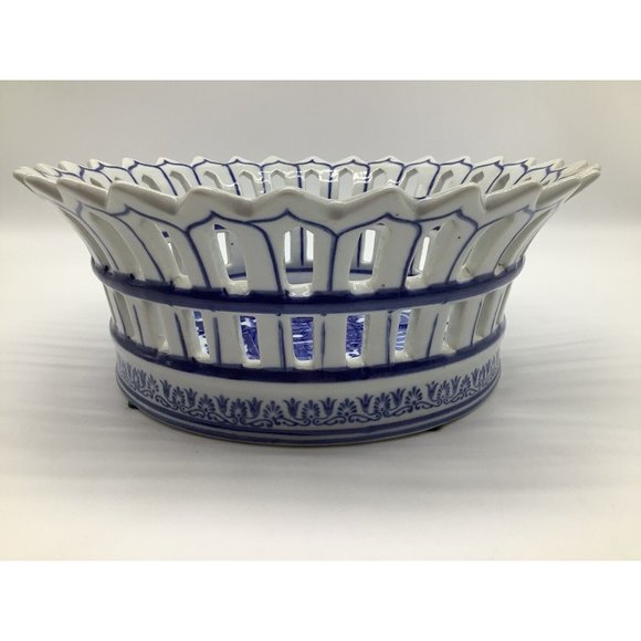 Large Victoria Ware Vintage Ironstone Basket Bowl, Reproduction - Picture 14 of 16